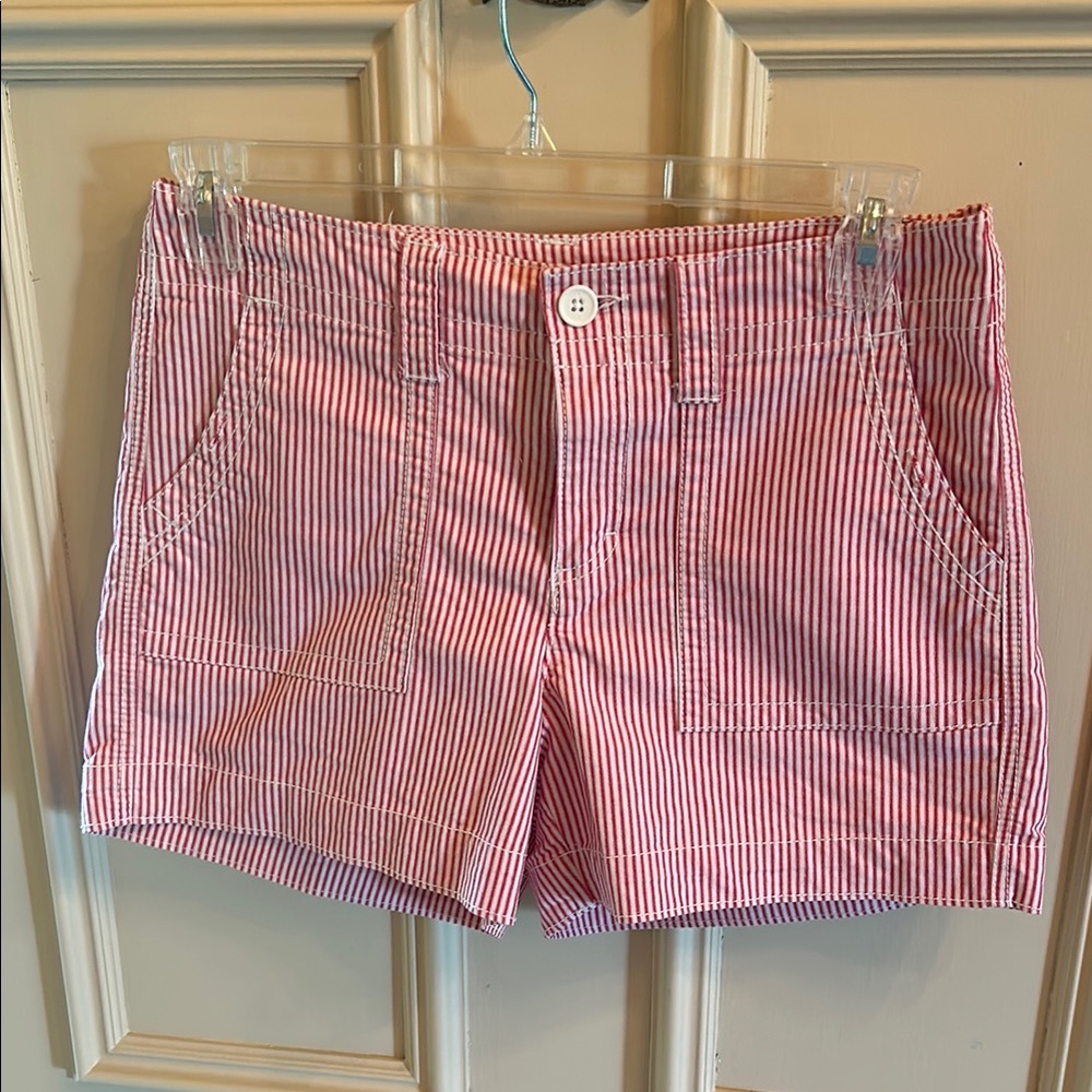 Faded Glory Red and White Bermudas Lightweight Cotton